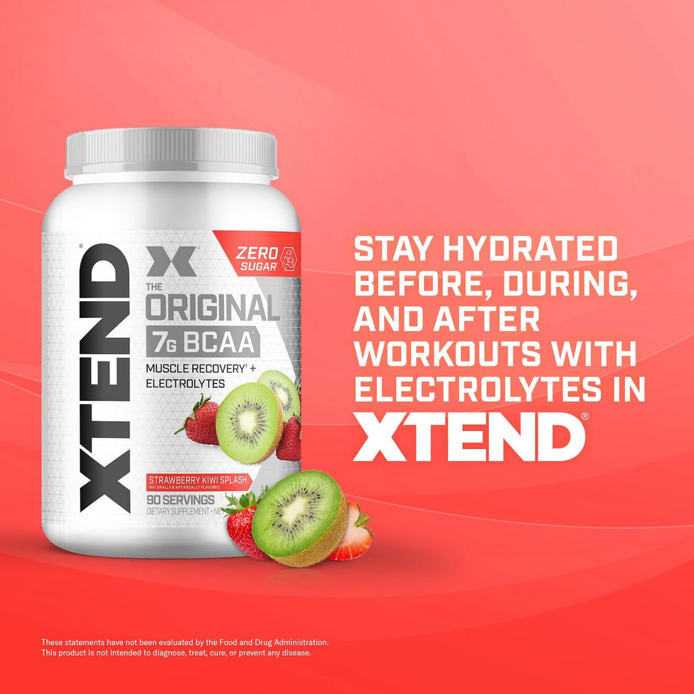 Xtend BCAA nutrition label emphasizes sugar-free formula and clean ingredients.
