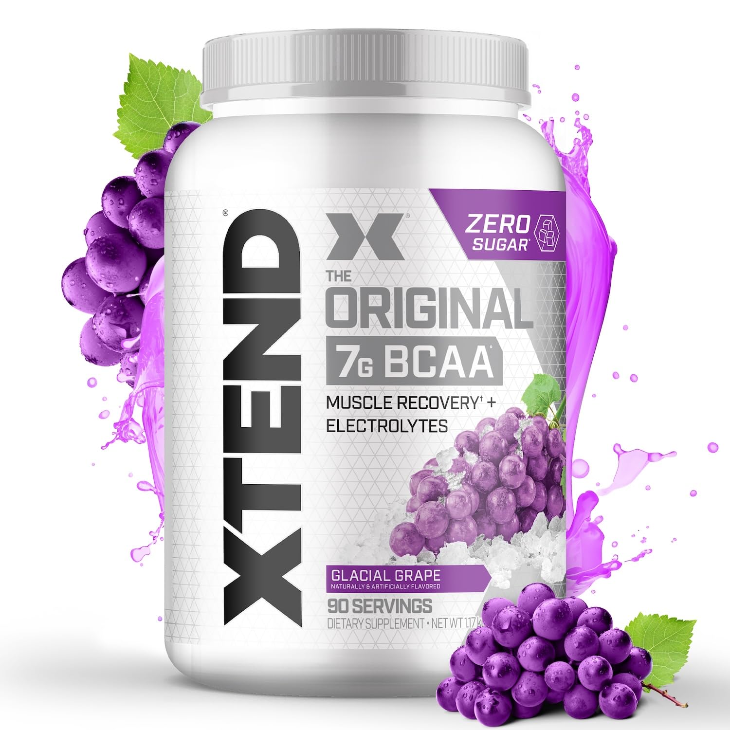 Xtend Original BCAA powder bottle in Glacial Grape for post-workout recovery.