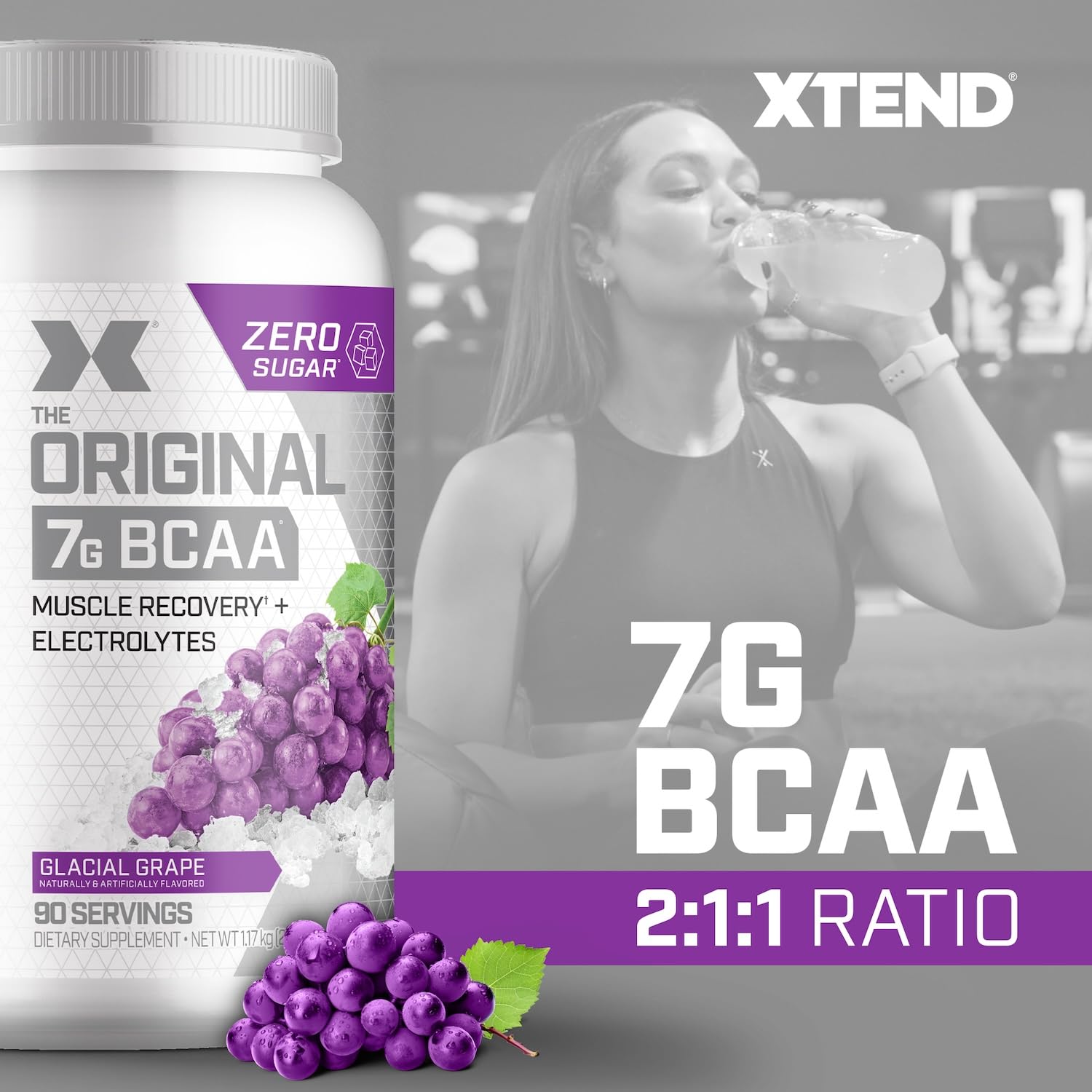 Xtend Original BCAA powder dissolving in water shows quick mixability.