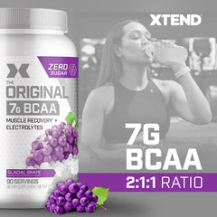 Xtend Original BCAA powder dissolving in water shows quick mixability.