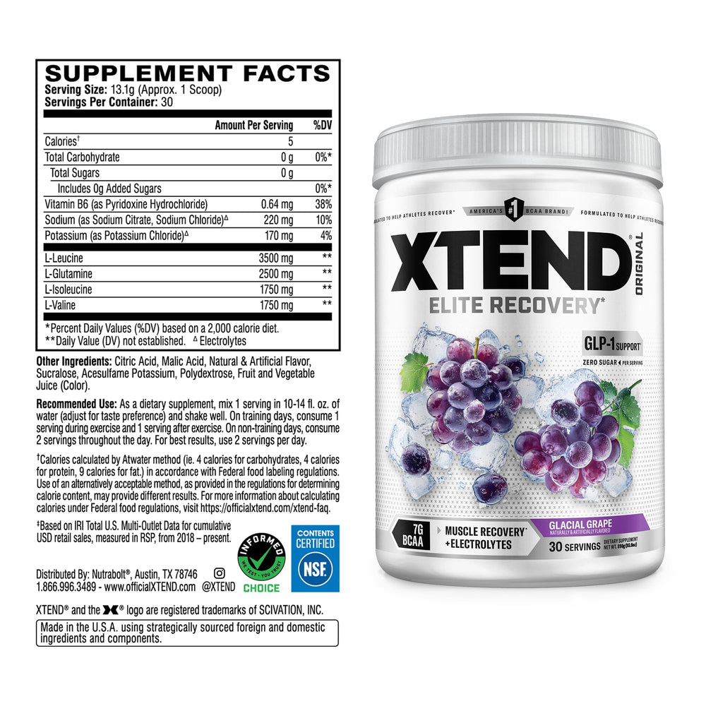Xtend Original BCAA powder dissolved mix supports rapid post-workout recovery.