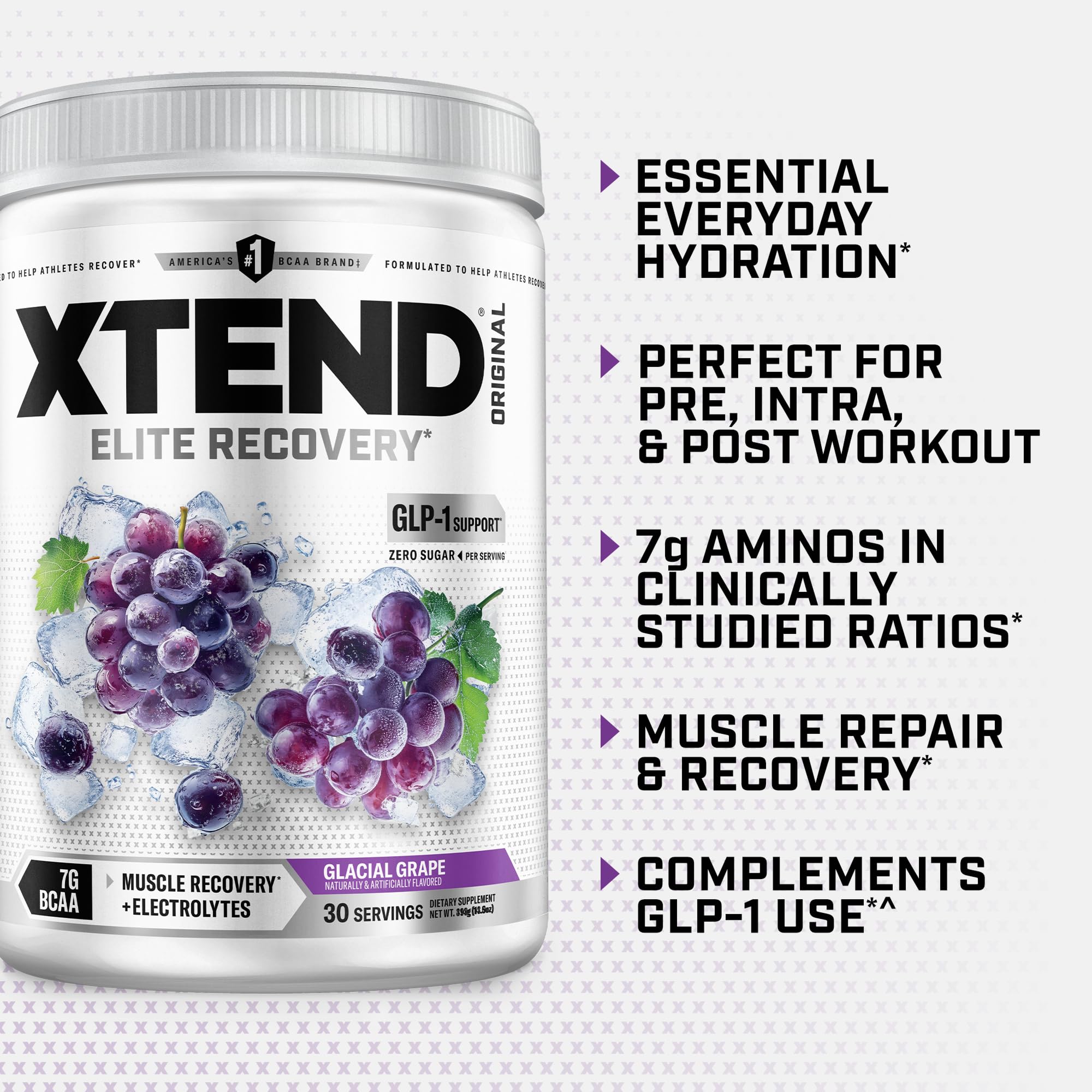 Xtend serving scoop highlights precise dosing for workouts.