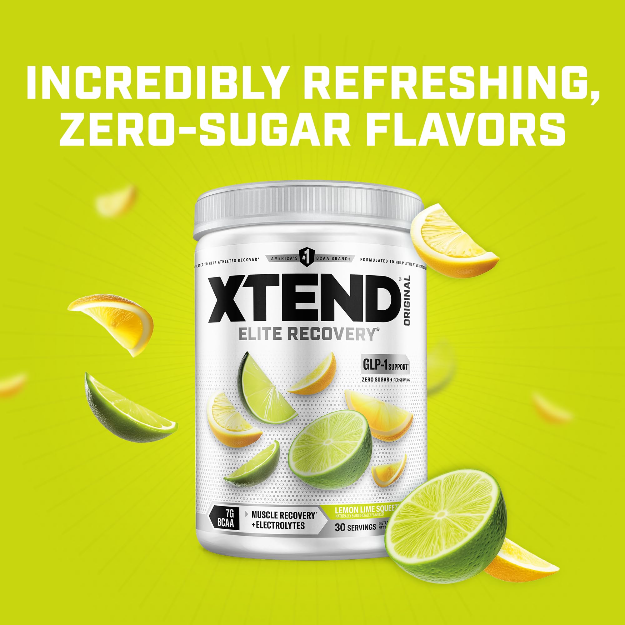 Xtend Original BCAA Powder dissolving in water for quick hydration.
