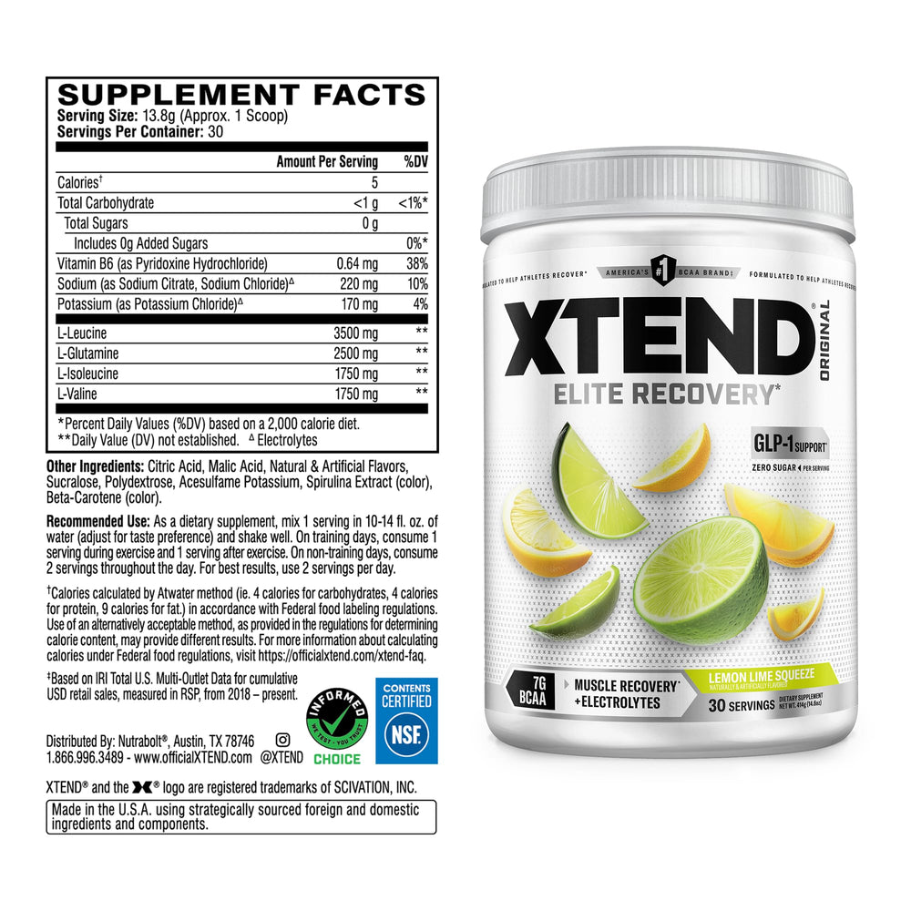 Xtend Original BCAA Powder scoop highlights easy mixing for workouts.