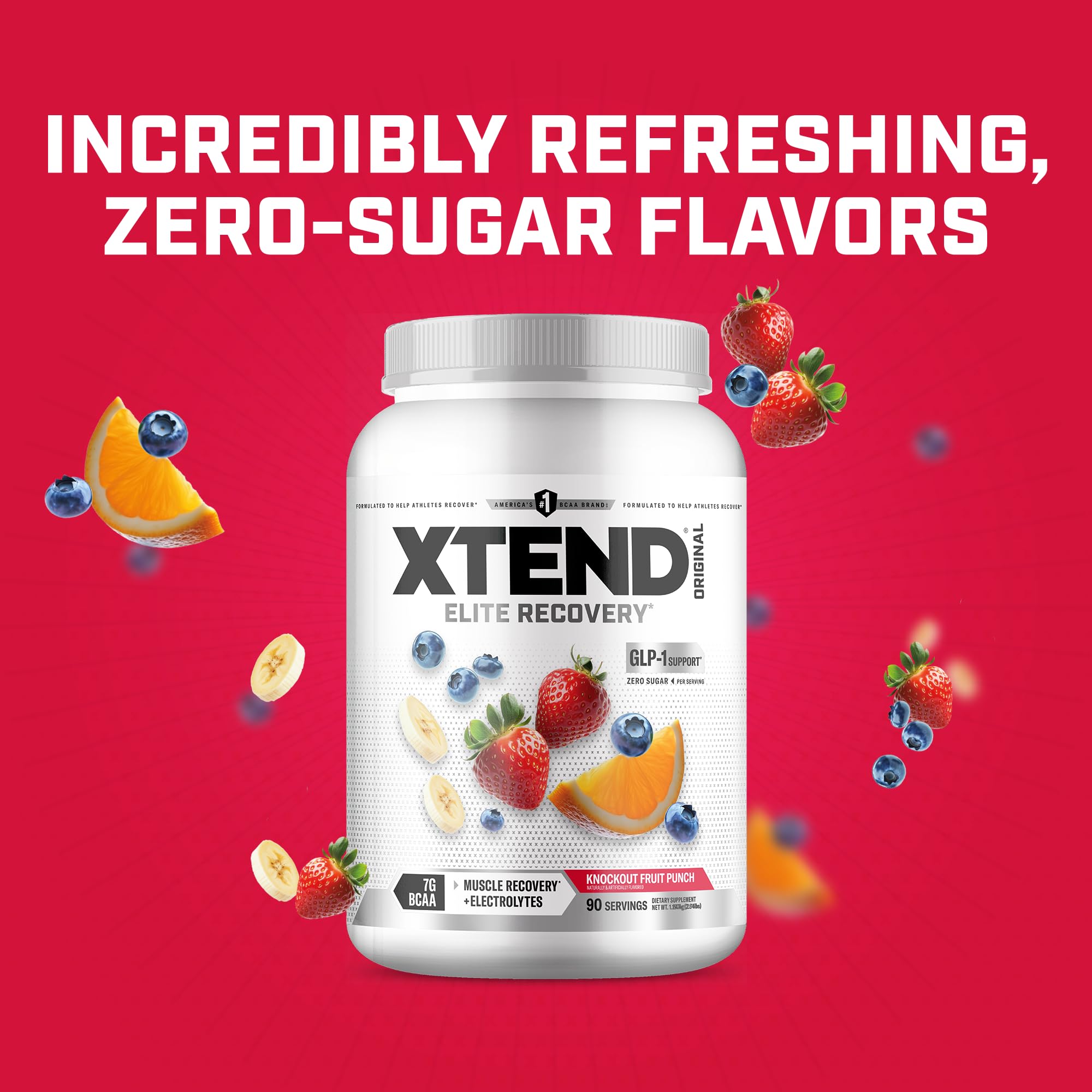Xtend Original BCAAs Fruit Punch label back shows ingredients and certifications