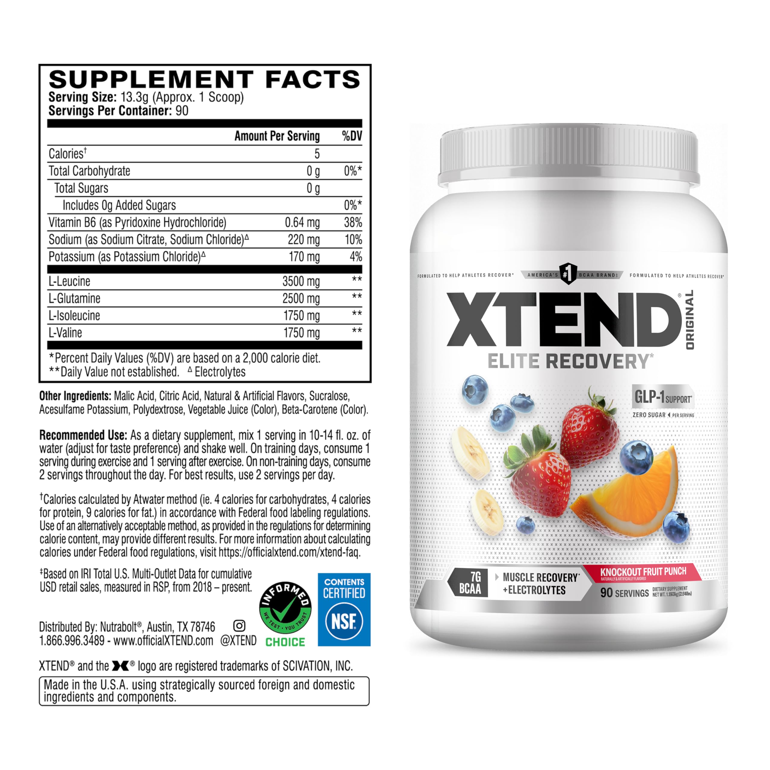 Xtend Original BCAAs Fruit Punch mixer glass ready to hydrate during workouts