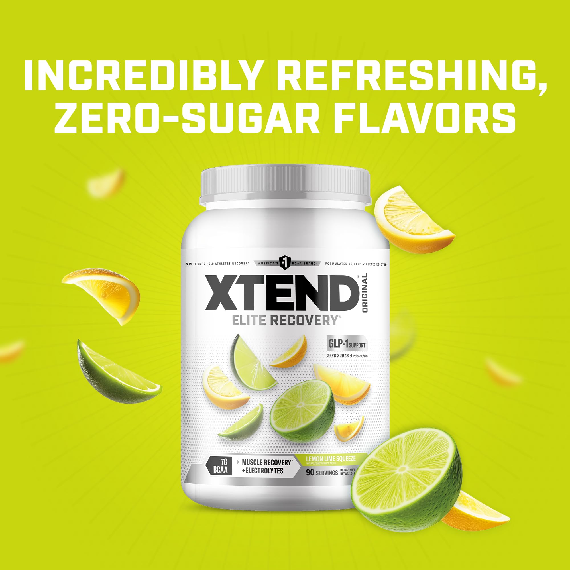 Xtend Original BCAAs label highlights 7g BCAAs and electrolytes.