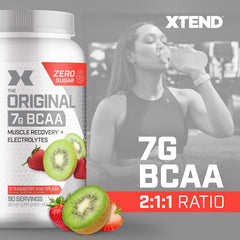Xtend Original BCAA powder dissolving in water for hydration.
