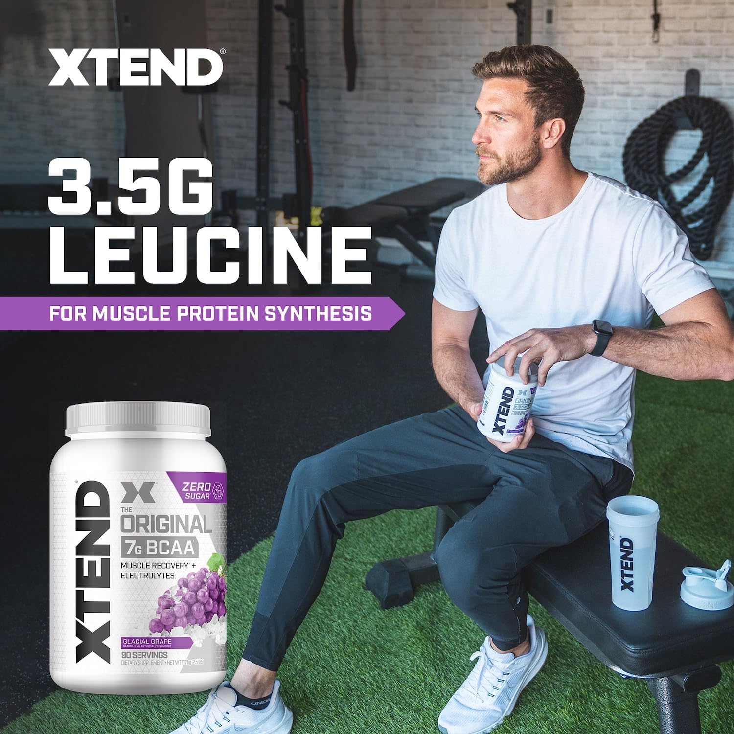 Xtend Original BCAA powder poured into a glass for hydration.