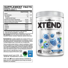 Xtend Original BCAA powder scoop dissolving in water for quick recovery.
