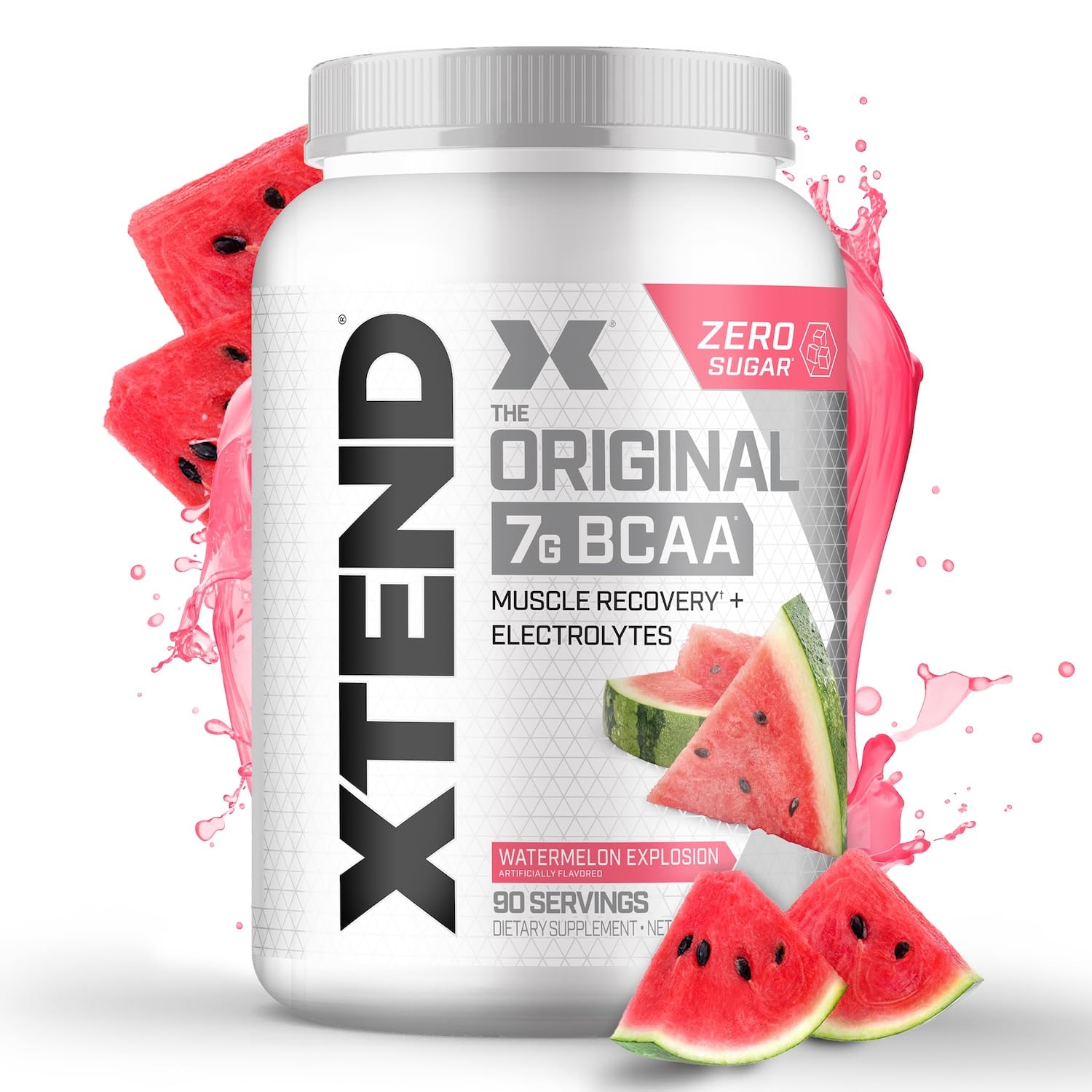 Xtend Watermelon Explosion bottle demonstrates convenient intra-workout hydration for sustained energy during training.