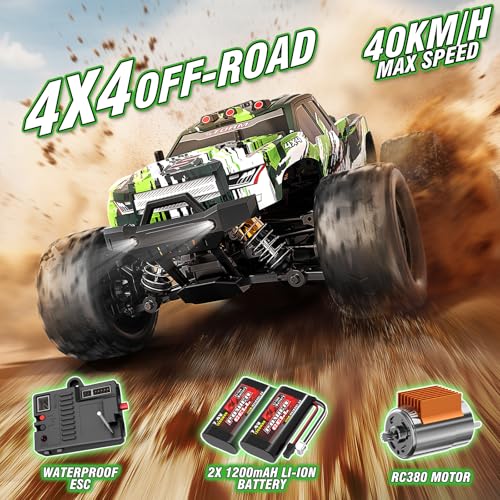 X-TMAGA 1:18 All Terrain RC Car side view highlights stability across uneven surfaces