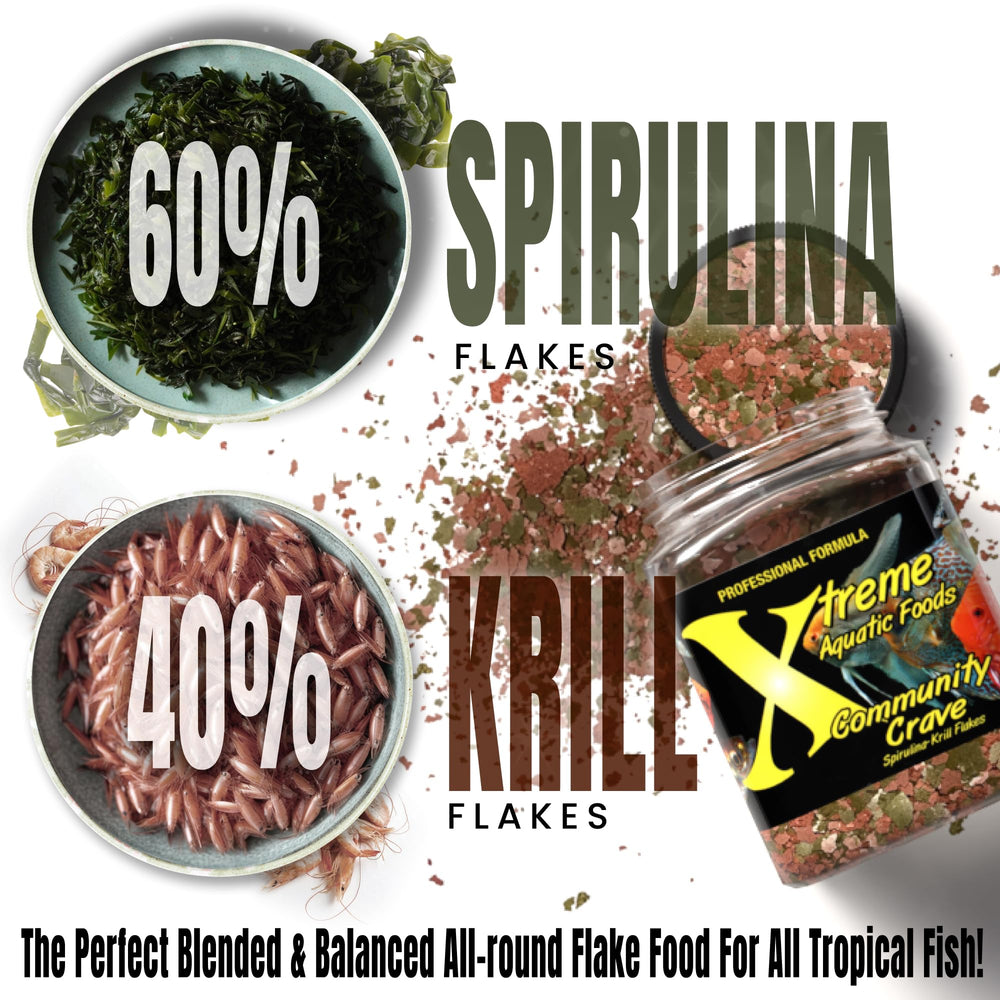 Vibrant tropical and freshwater fish colors from the spirulina-krill blend.