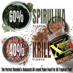 Vibrant tropical and freshwater fish colors from the spirulina-krill blend.