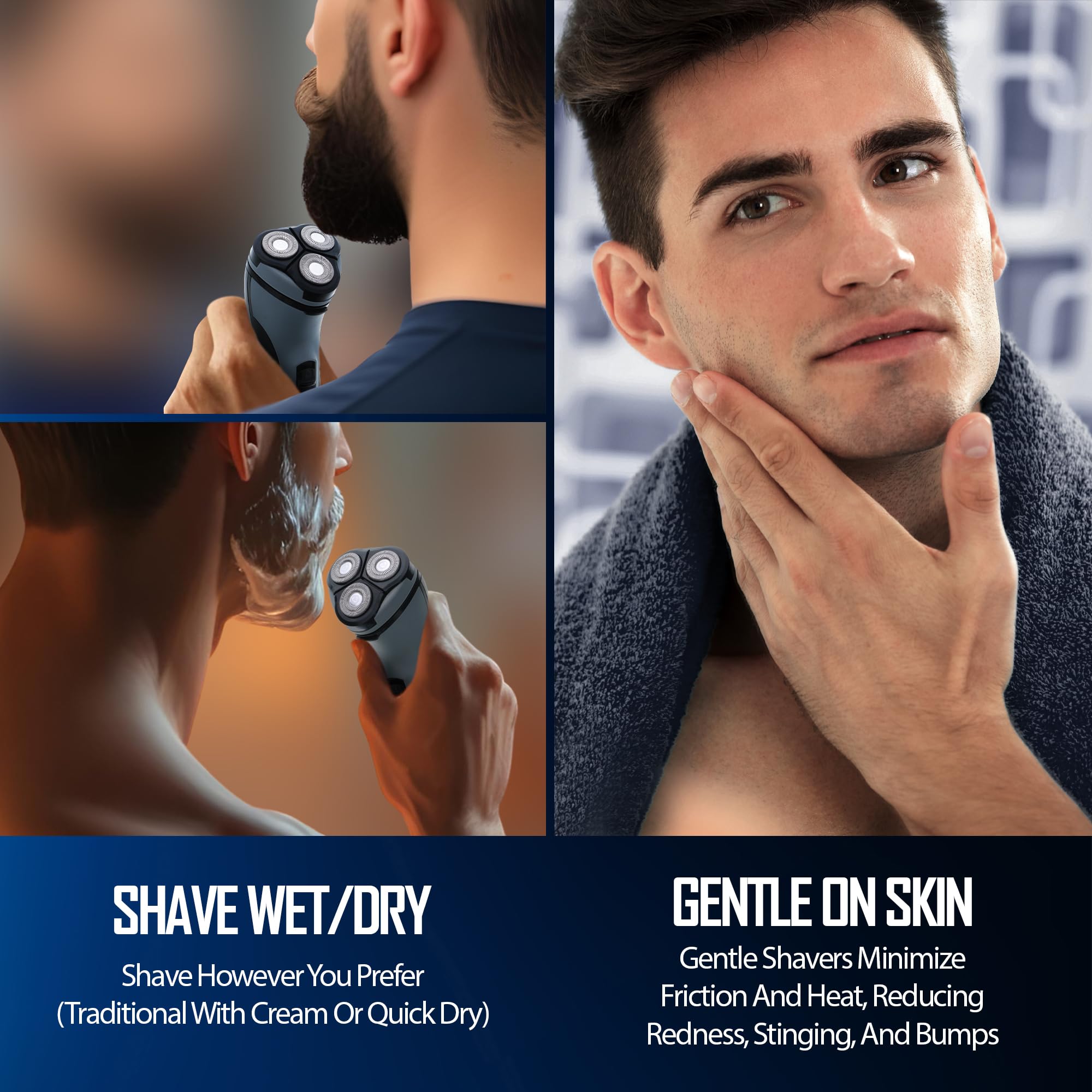 XTREME Barbasol Rotary Shaver features stainless steel blades for a smooth glide.