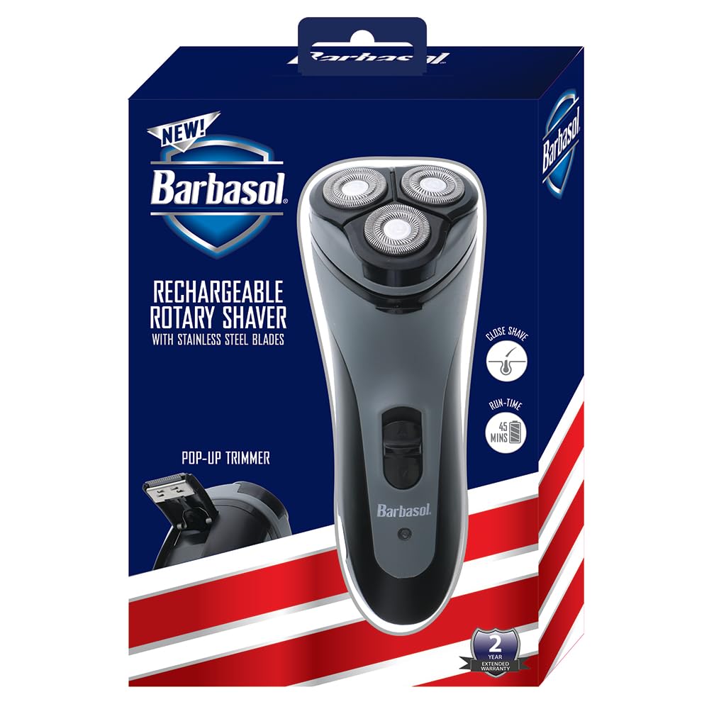 XTREME Barbasol Rotary Shaver compact design suitable for travel bags.