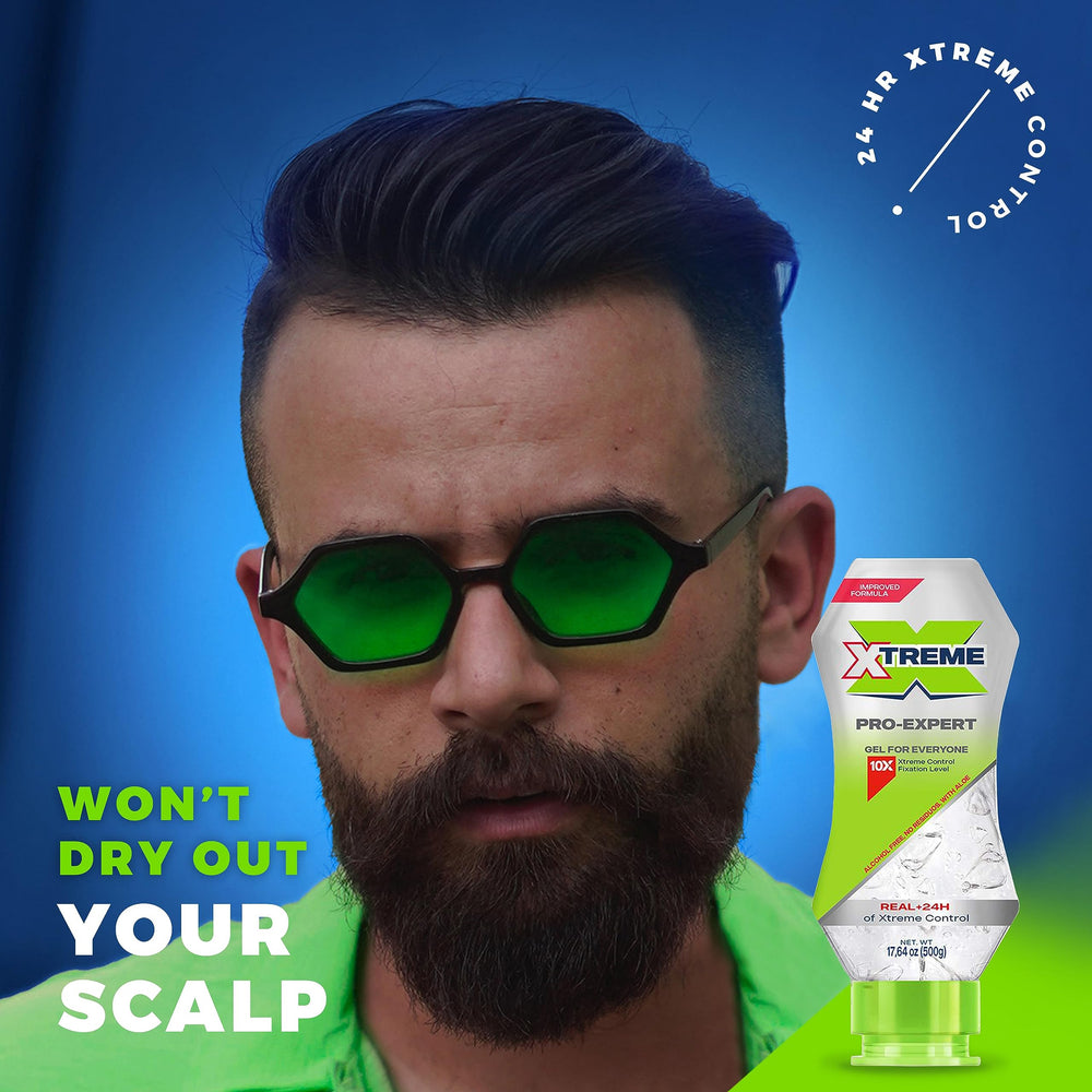 Xtreme Pro-Expert non-flaking formula keeps hair looking clean.