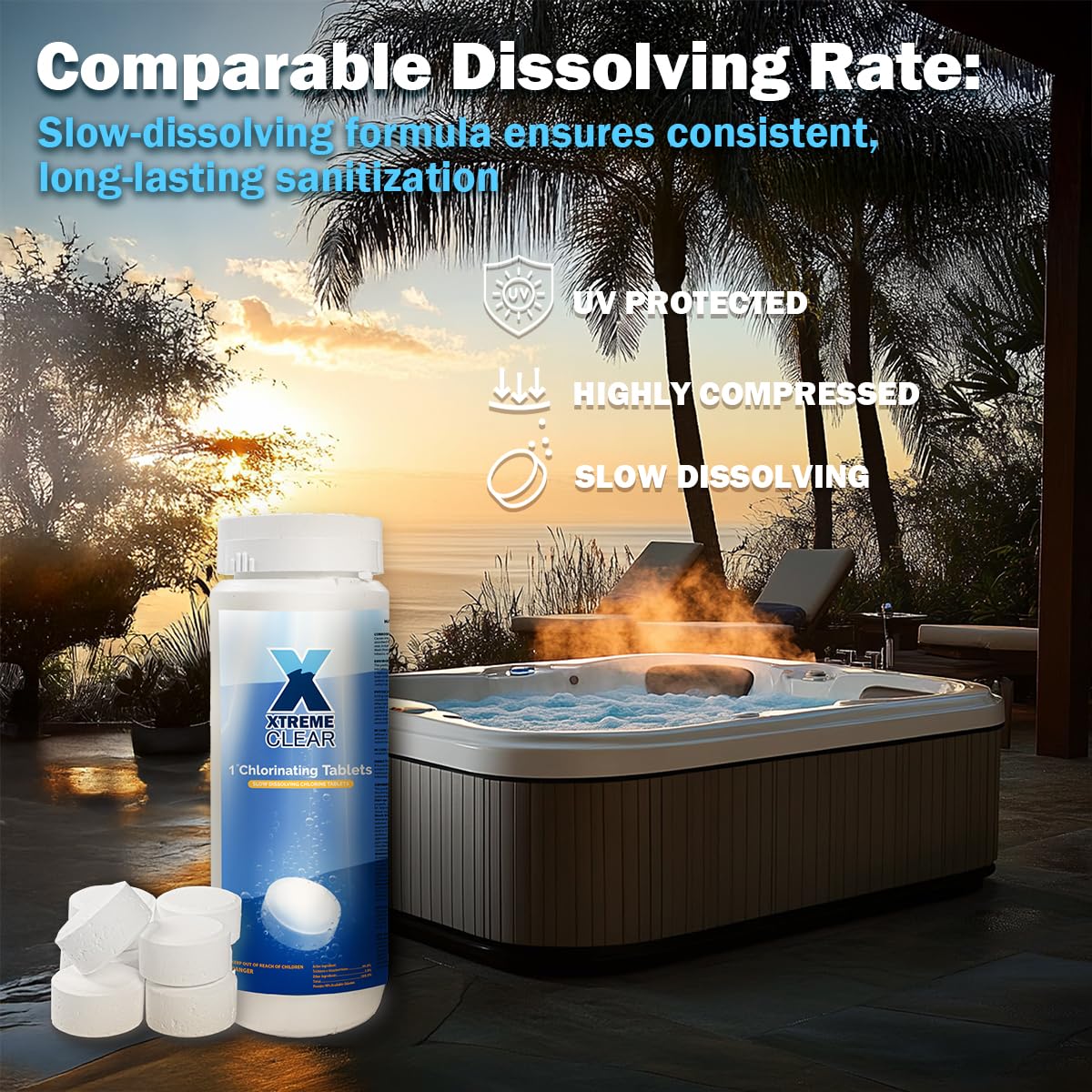 XtremepowerUS XtremeClear formula provides pro-grade stabilized chlorine for consistent sanitation.
