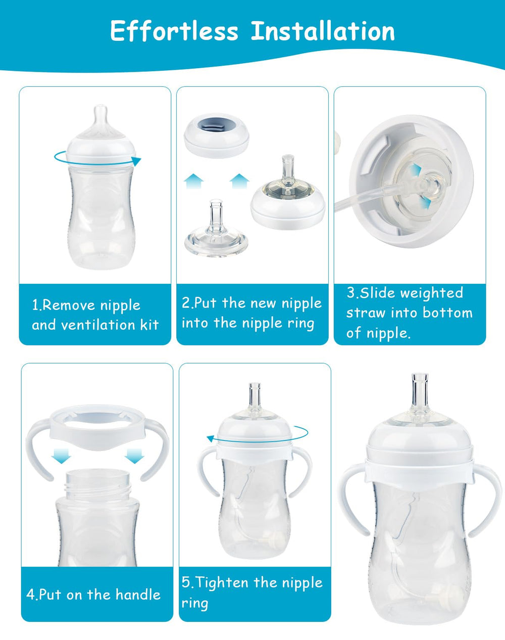XUNICUTE weighted straw attachment promotes balanced sipping during meals.