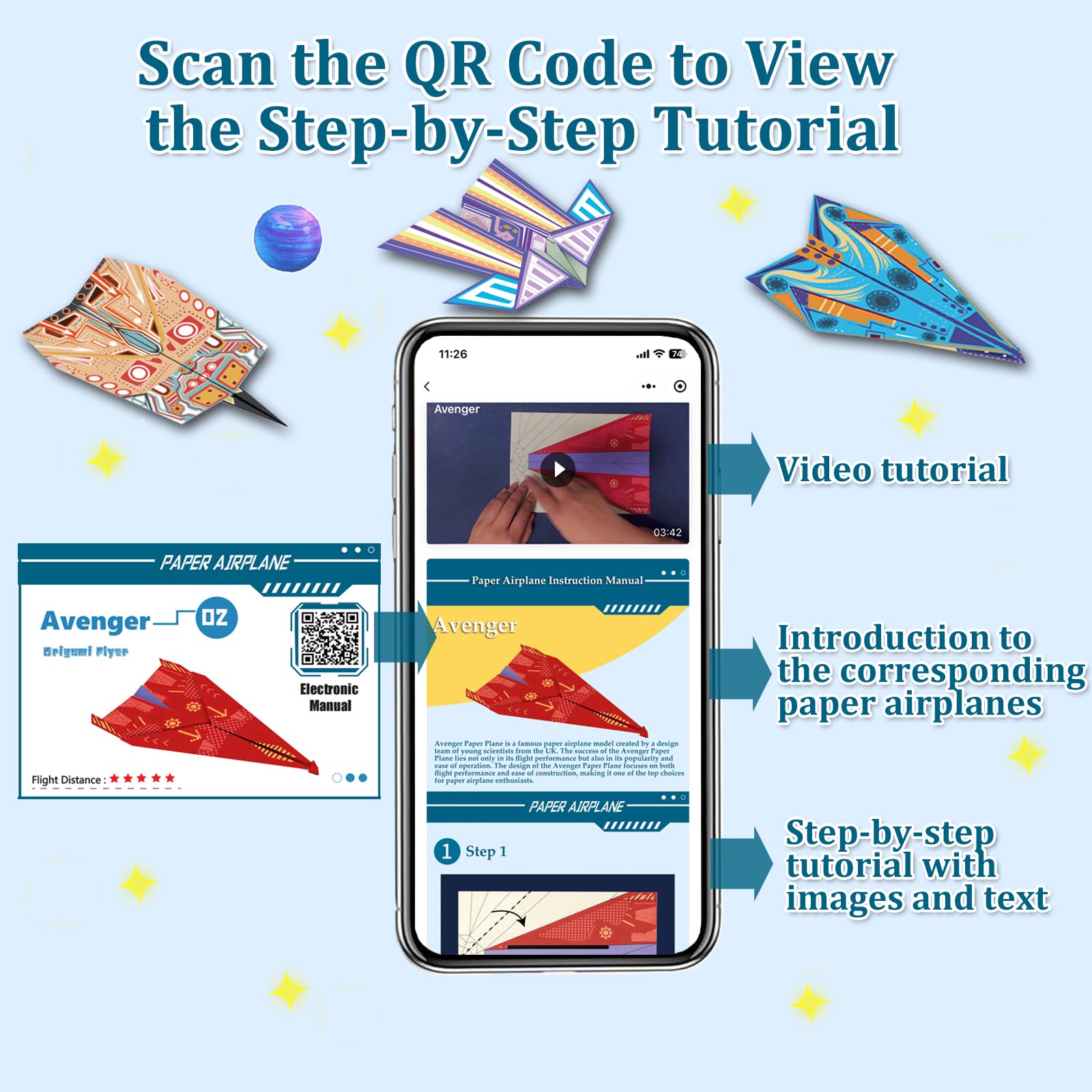 Xuoent digital manual access via QR code with clear folding guides