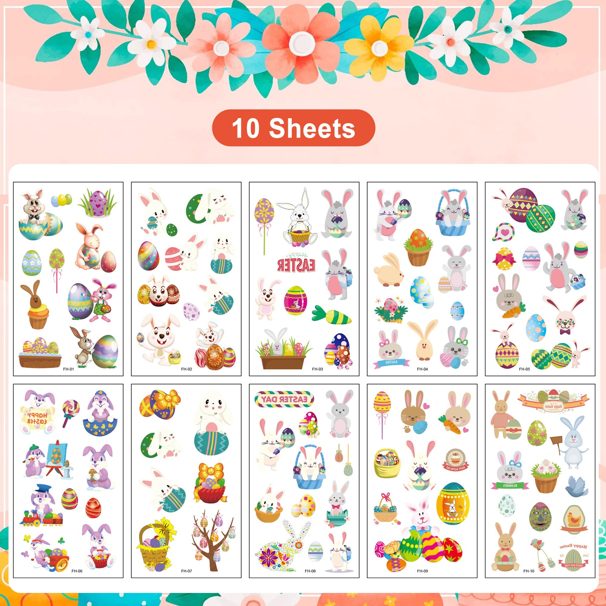 Xutengy Easter tattoos egg-pattern sheets for versatile decoration