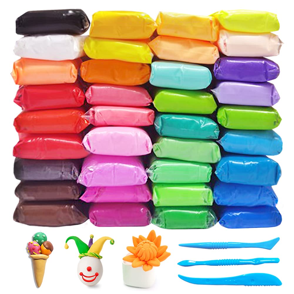 Xuyyicao 36-color air-dry clay kit with vibrant palette for kids' crafts.