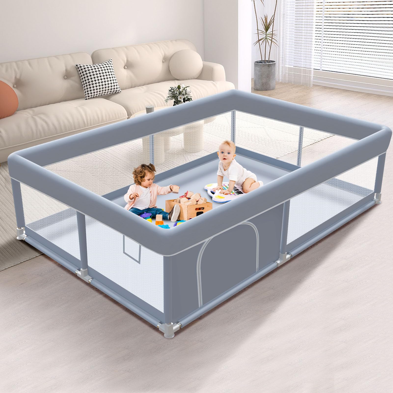 XVISHX baby playpen with spacious 65x50 inch area for safe supervision