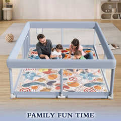 XVISHX baby playpen mat included for cushioned crawling and playtime