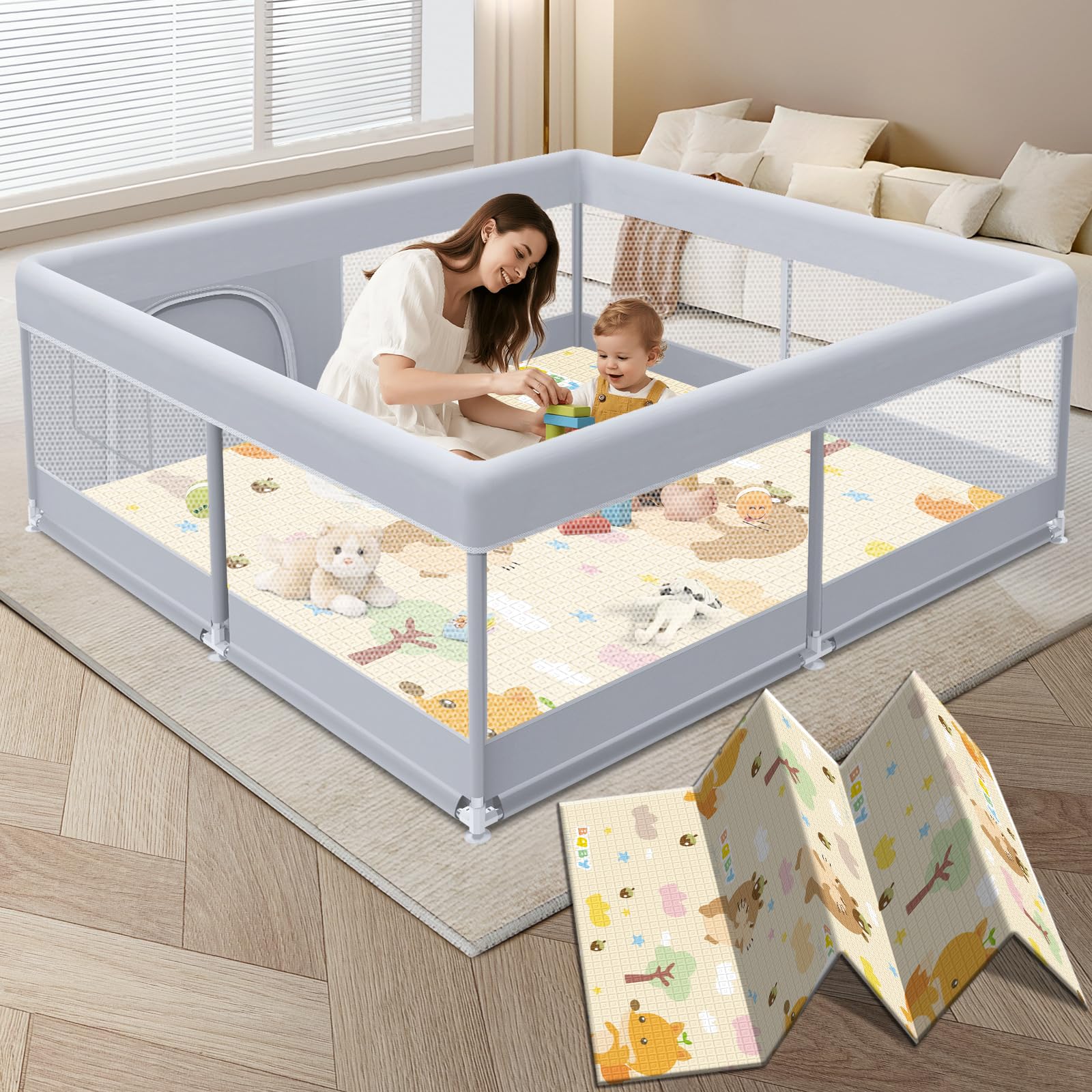 XVISHX baby playpen assembly shows quick setup for busy parents.