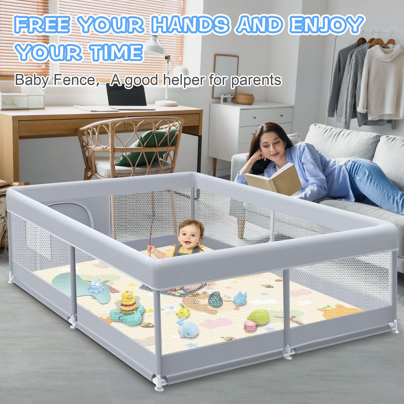 XVISHX full-vision playpen lets you monitor baby from any angle.