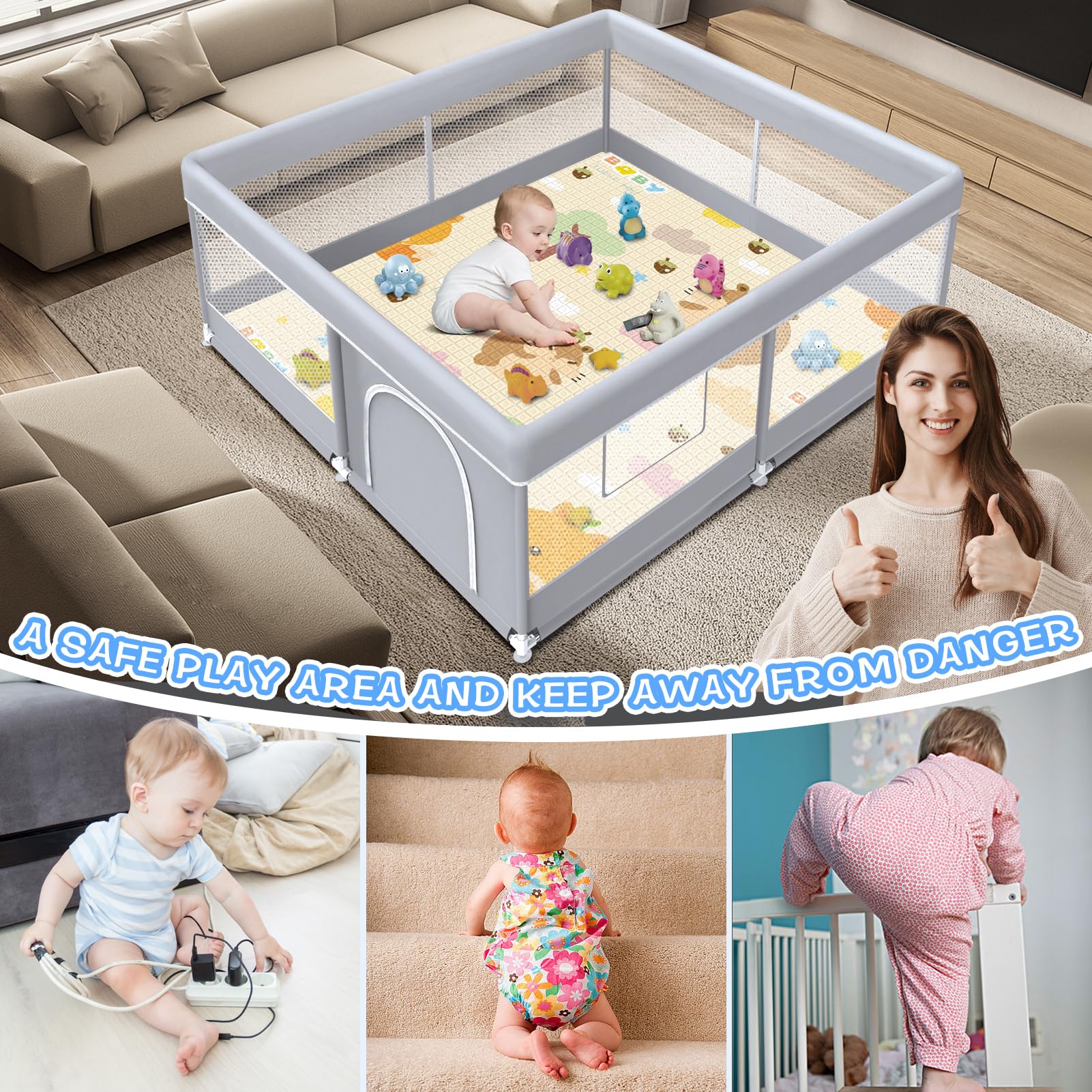 XVISHX Playpen suitable for indoor and outdoor use
