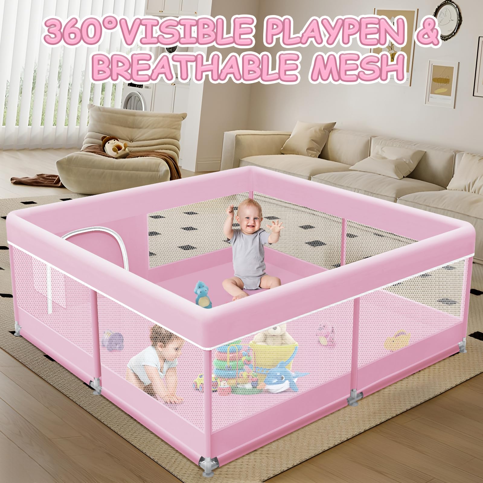 XVISHX playpen eco-friendly fabric resists spills and cleans easily