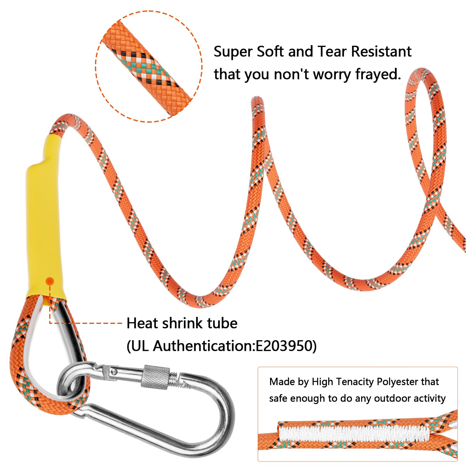 X XBEN 8mm rope with 15 kN strength for reliable control.
