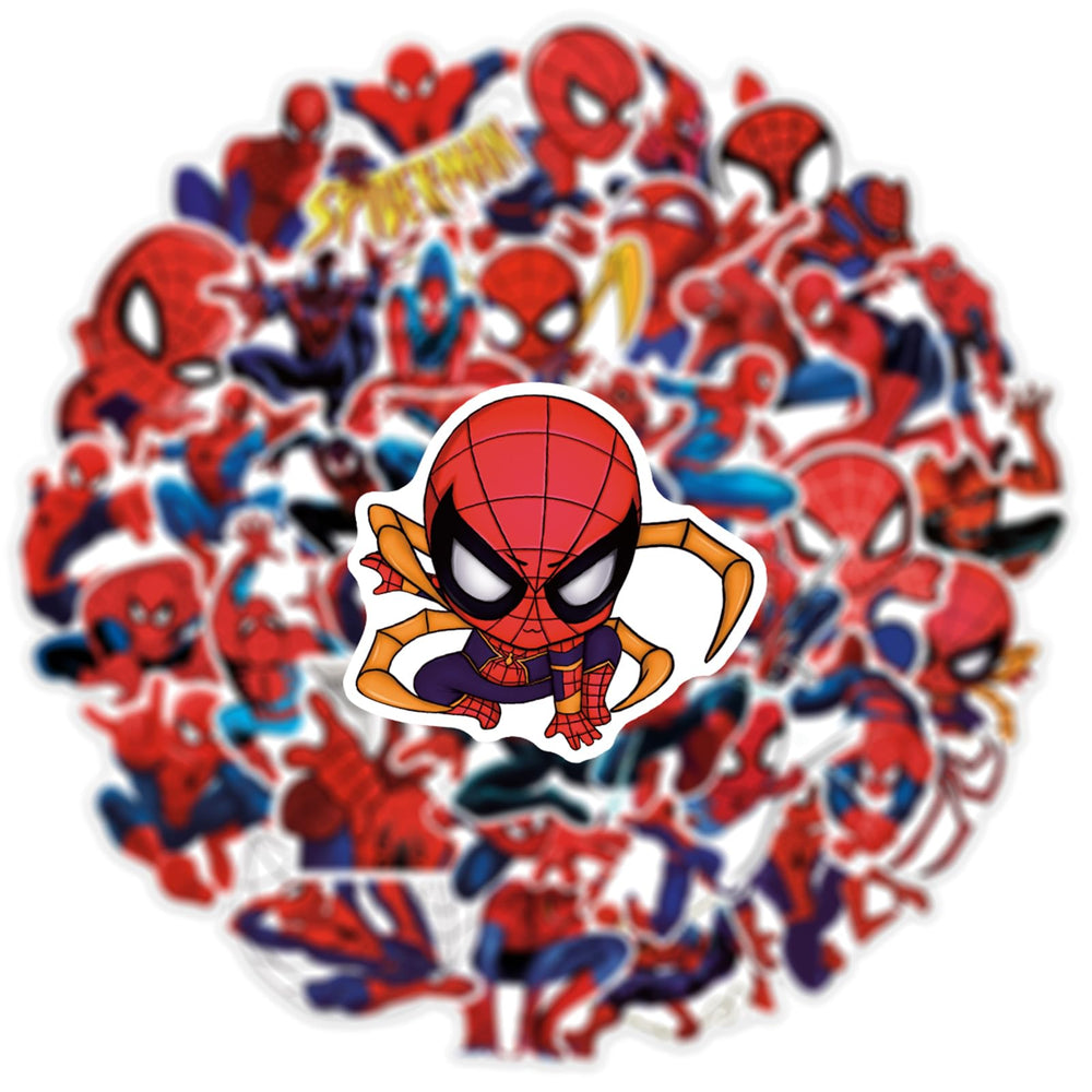 XXMML Spiderman stickers on a skateboard showcasing superhero flair