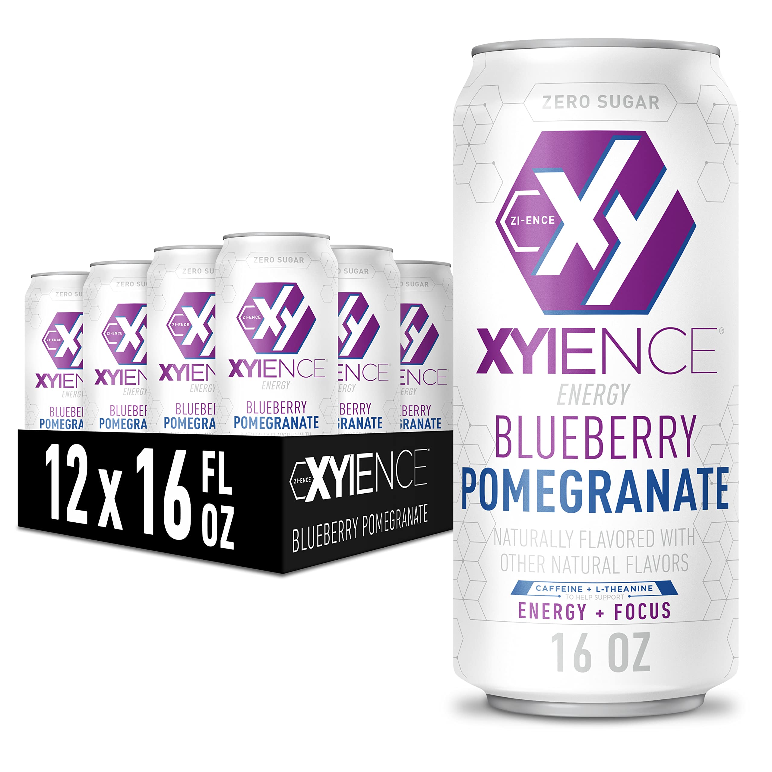 XYIENCE Blueberry Pomegranate can showcases a crisp, refreshing energy option.