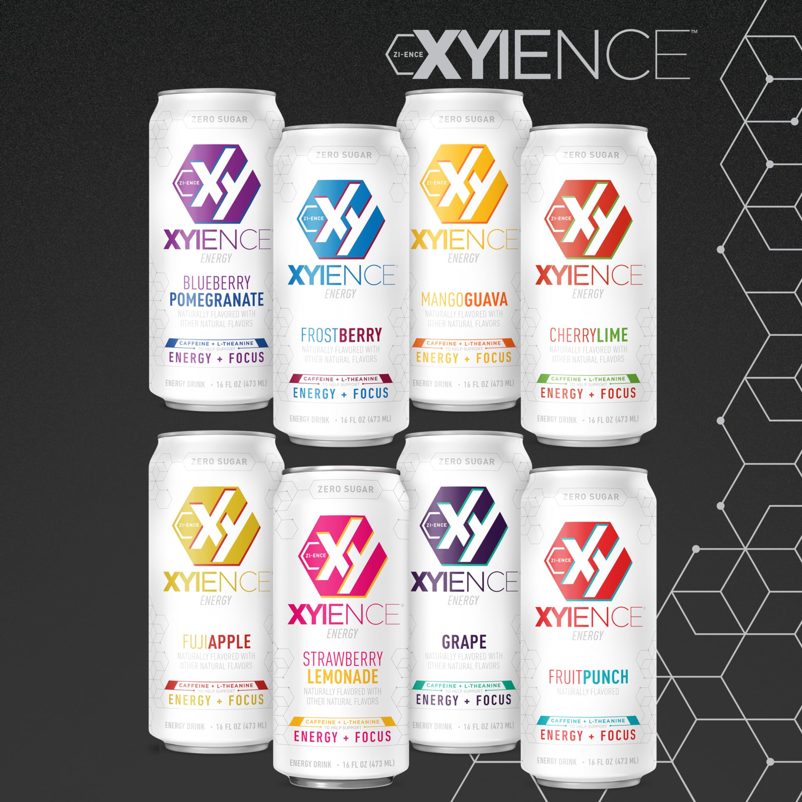XYIENCE Blueberry Pomegranate glass with drink ready for a workout or study session.