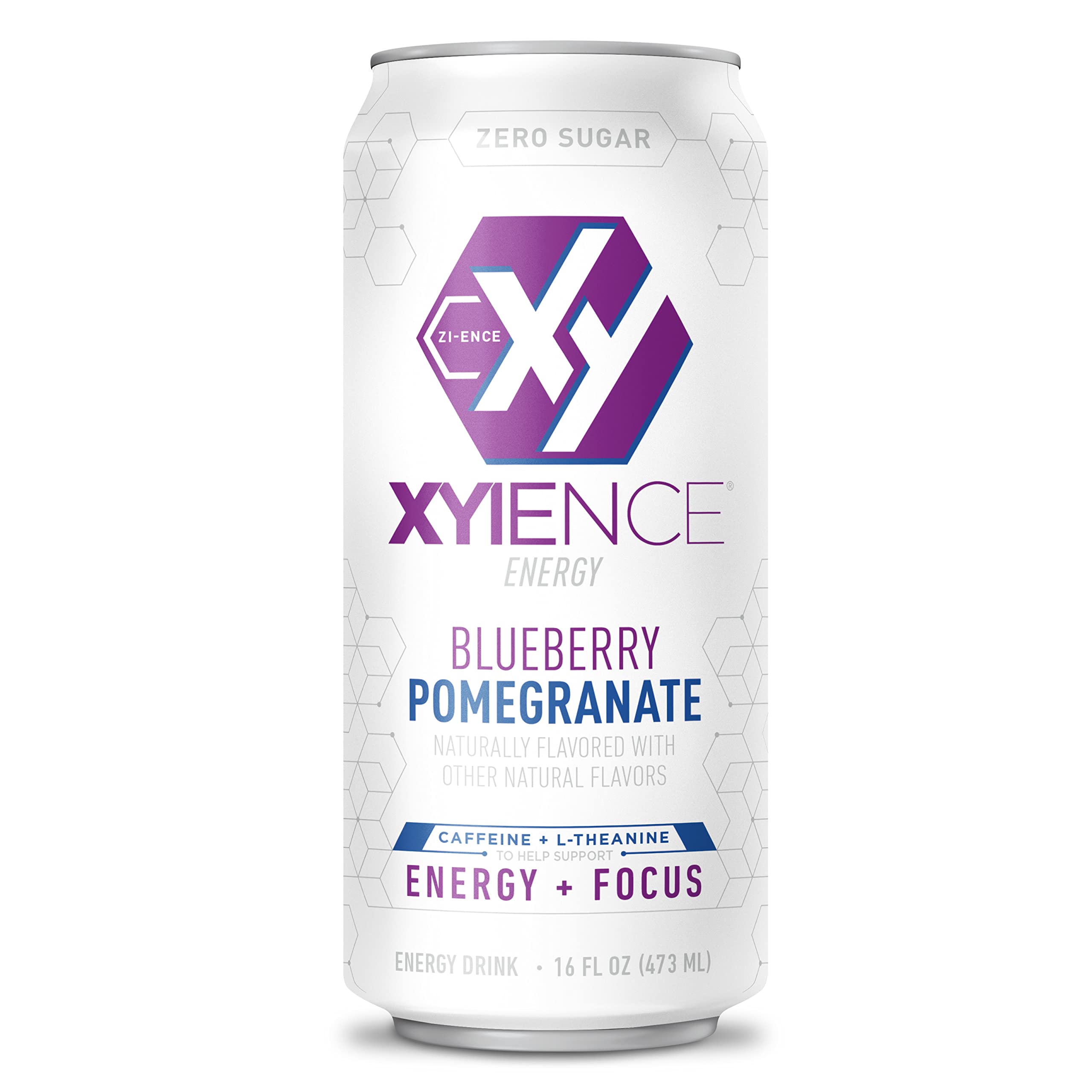 XYIENCE Blueberry Pomegranate pouring into a glass demonstrates easy on-the-go use.