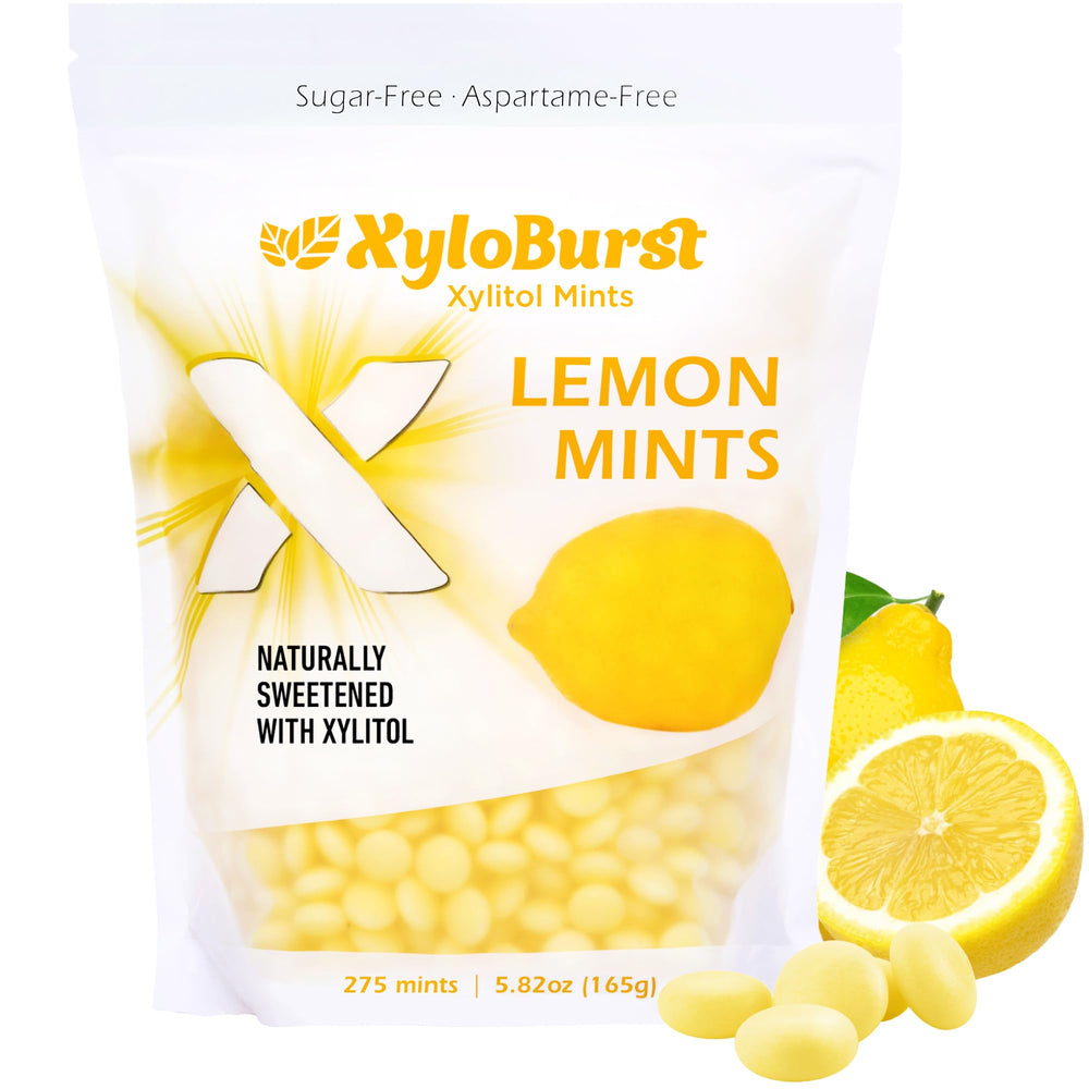 Xyloburst Lemon Mints bag for fresh breath on the go.