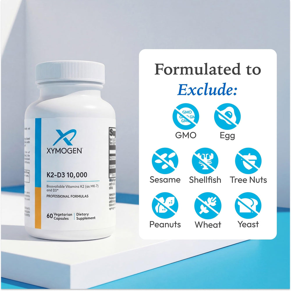 Xymogen K2-D3 10000 capsules on spoon suggest daily intake