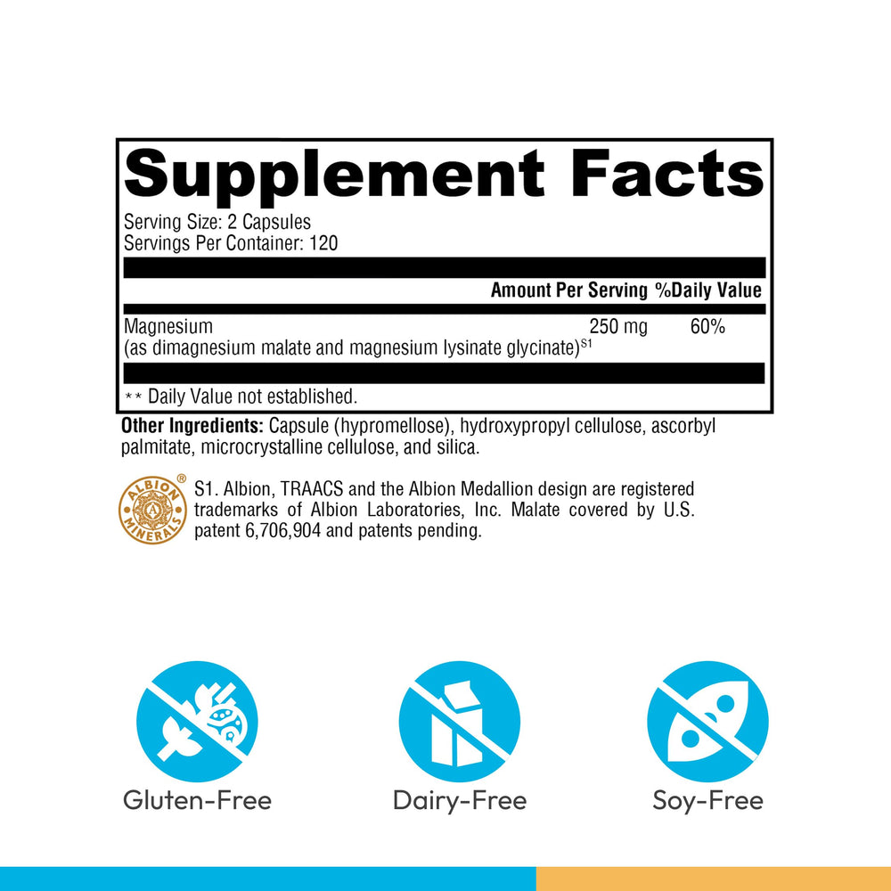 XYMOGEN OptiMag 125 capsules closeup showing glycinate and malate blend