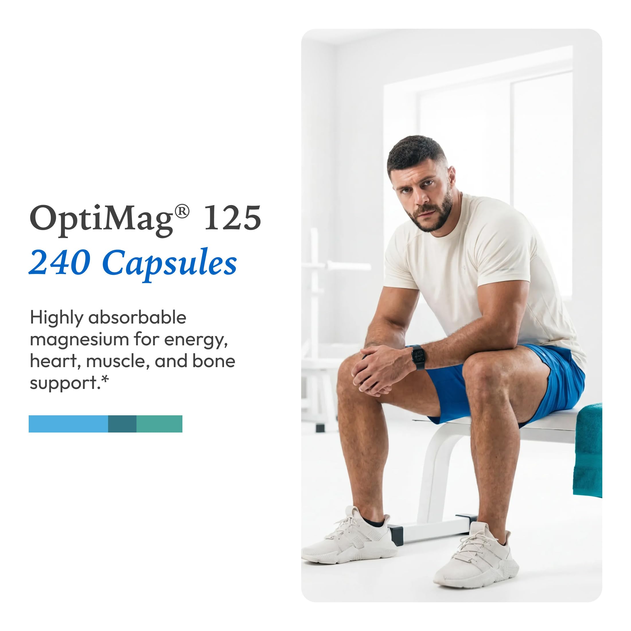 XYMOGEN OptiMag 125 packaging on shelf highlighting 240 capsules