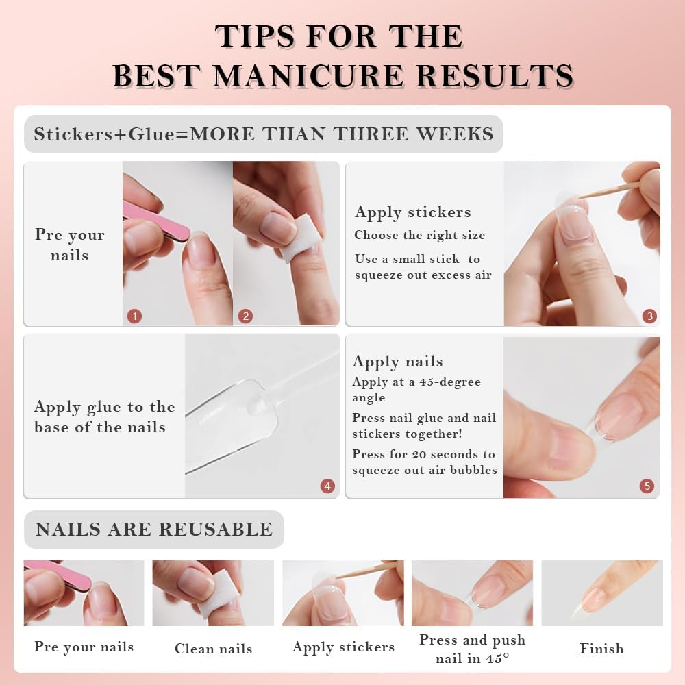 XZMeiLun durable scratch-resistant acrylic nails for comfortable extended wear.