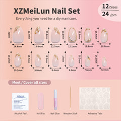 XZMeiLun glossy full cover press-on nails for a salon-like shine at home.