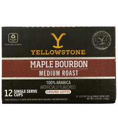 Y Yellowstone maple bourbon coffee pods for quick, single-serve mornings.