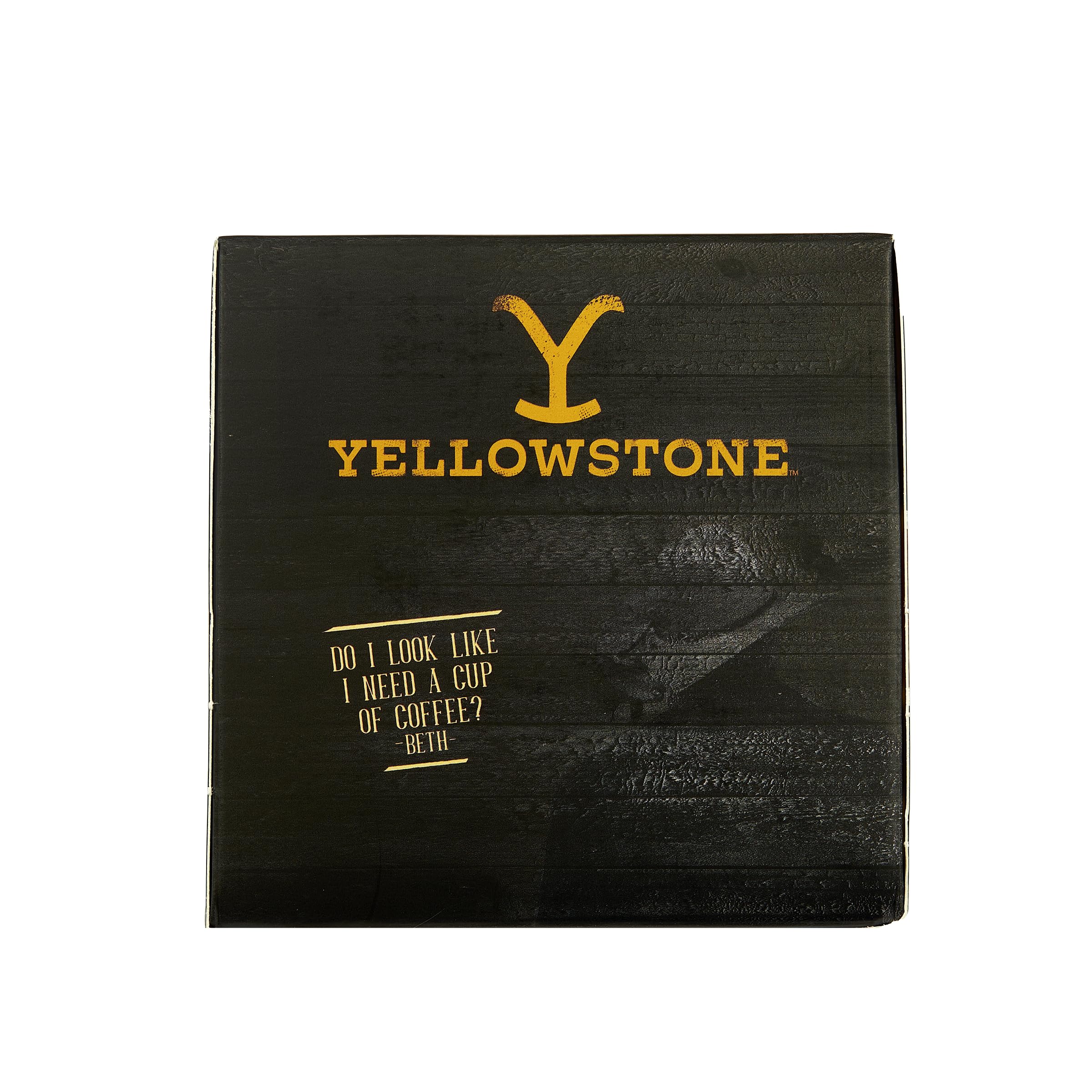 Y Yellowstone maple bourbon packaging highlights official Yellowstone merch and recyclability.