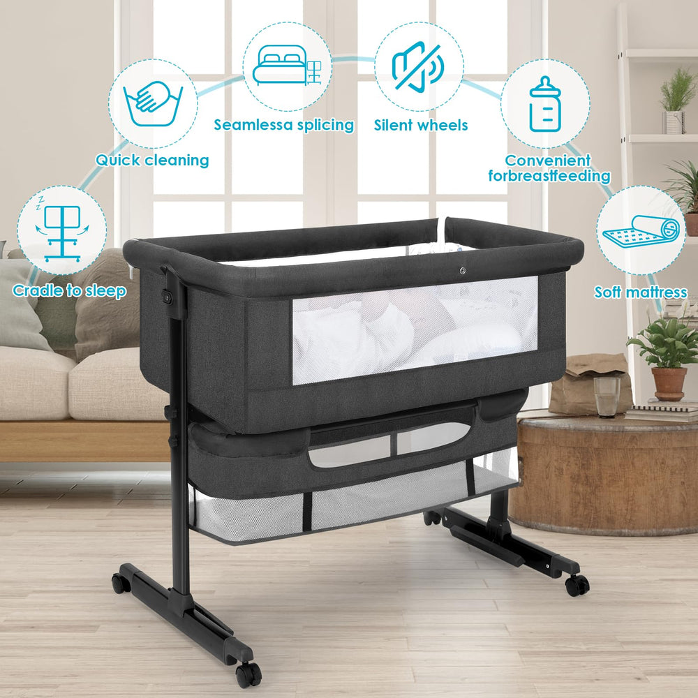 YADAQE 3-in-1 convertible bassinet adapts as baby grows.
