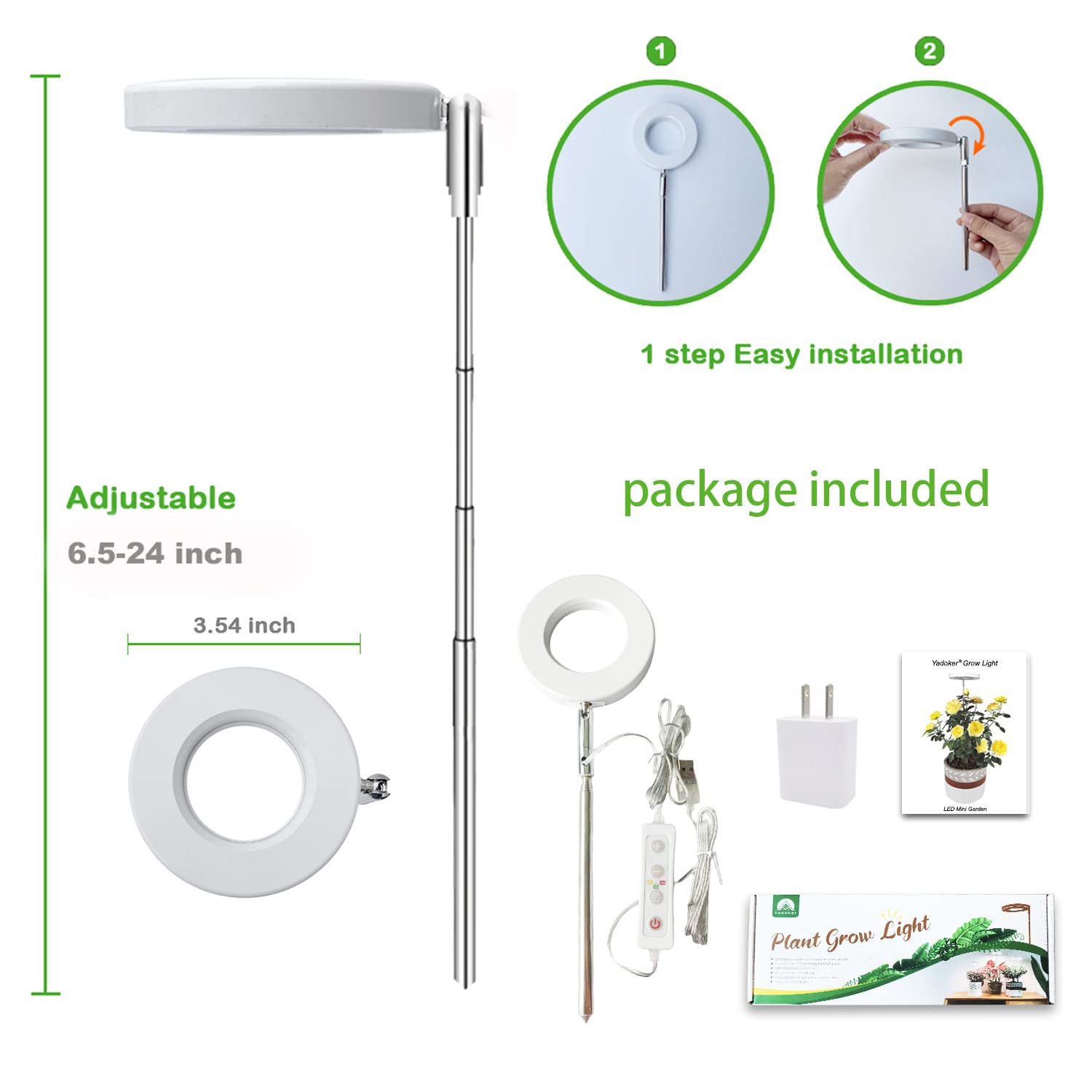 Yadoker compact desk plant light fits small spaces.