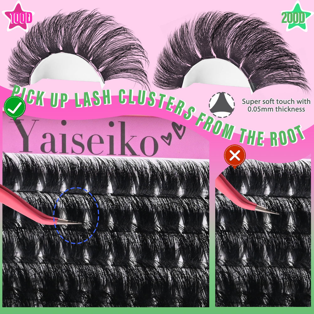 Yaiseiko cotton-band cluster lashes for a comfortable fit.