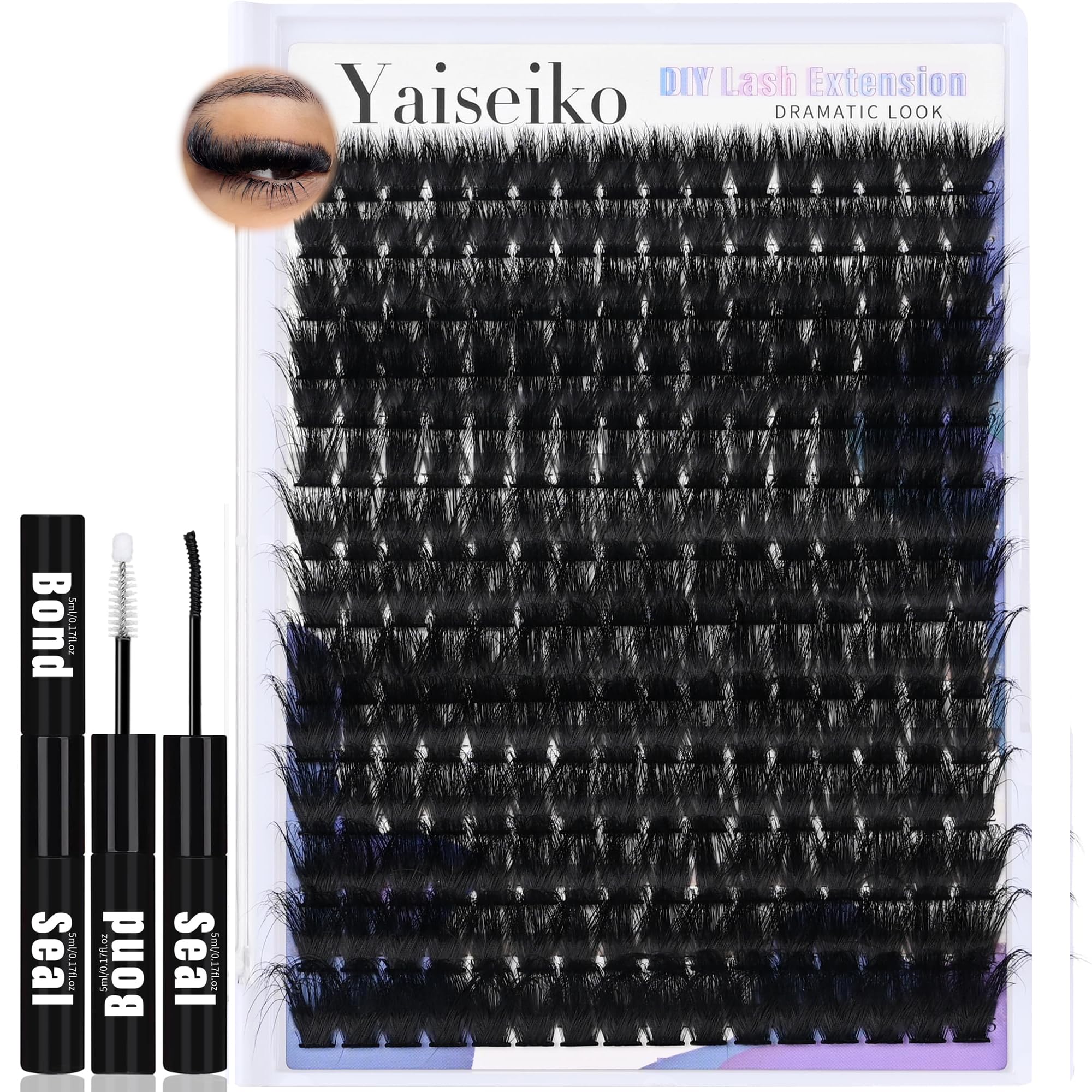 Yaiseiko lash clusters kit with 12–25mm lengths for versatile DIY lash styling.
