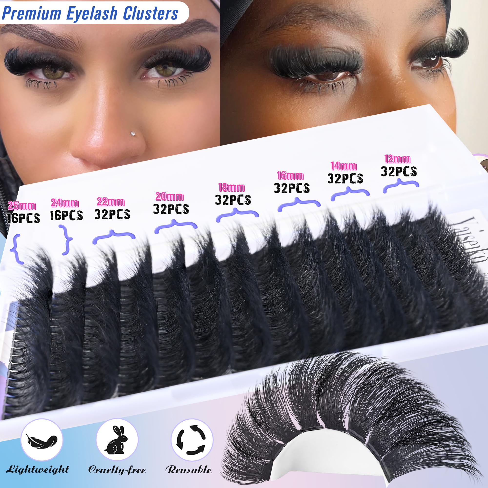 Yaiseiko premium 150D wispy fibers for a natural, soft lash look.